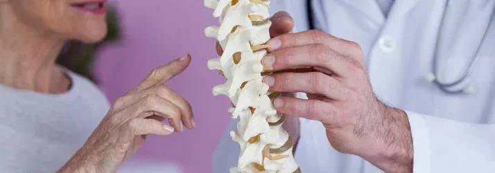 A practitioner explaining the spine